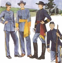 7274 SIMPLICITY MALE CIVIL WAR ERA BUTTON JACKET, PANTS,  SASH PATTERN XS-XL UNCUT